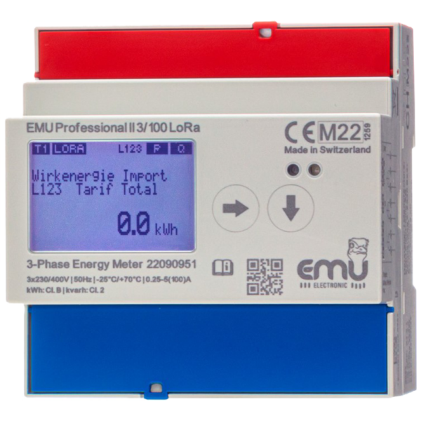 EMU Pro II 3/100 LoRa-energimåler med intern antenne